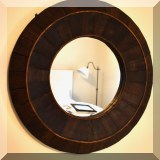 D23. Round wood mirror. 32” - $200